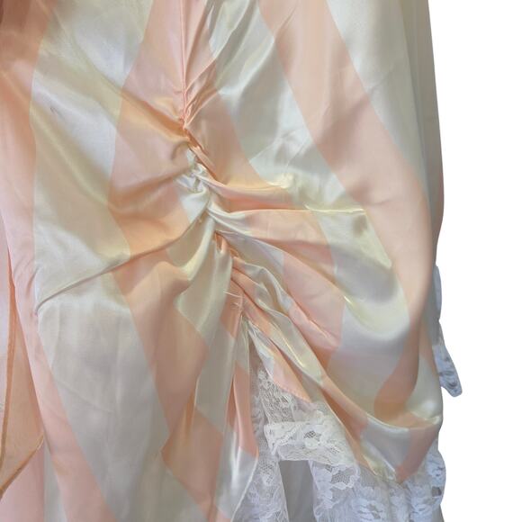 Gunne Sax Pink White Stripe Princess Dress Size S 9 Lace Satin Vintage 80s - Picture 11 of 16